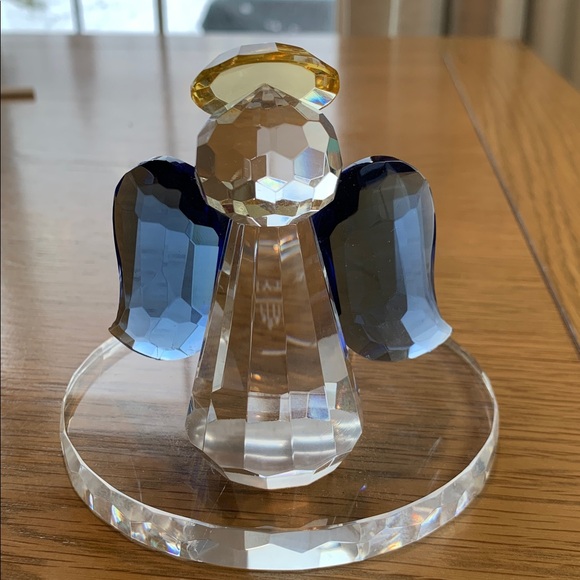 Crystal PARTYLITE Angel Figurine with Blue Accents Wings - Picture 3 of 7